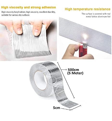 Leakage Repair Waterproof Tape for Pipe Roof Water Leakage Solution Aluminum (5cmx5m)