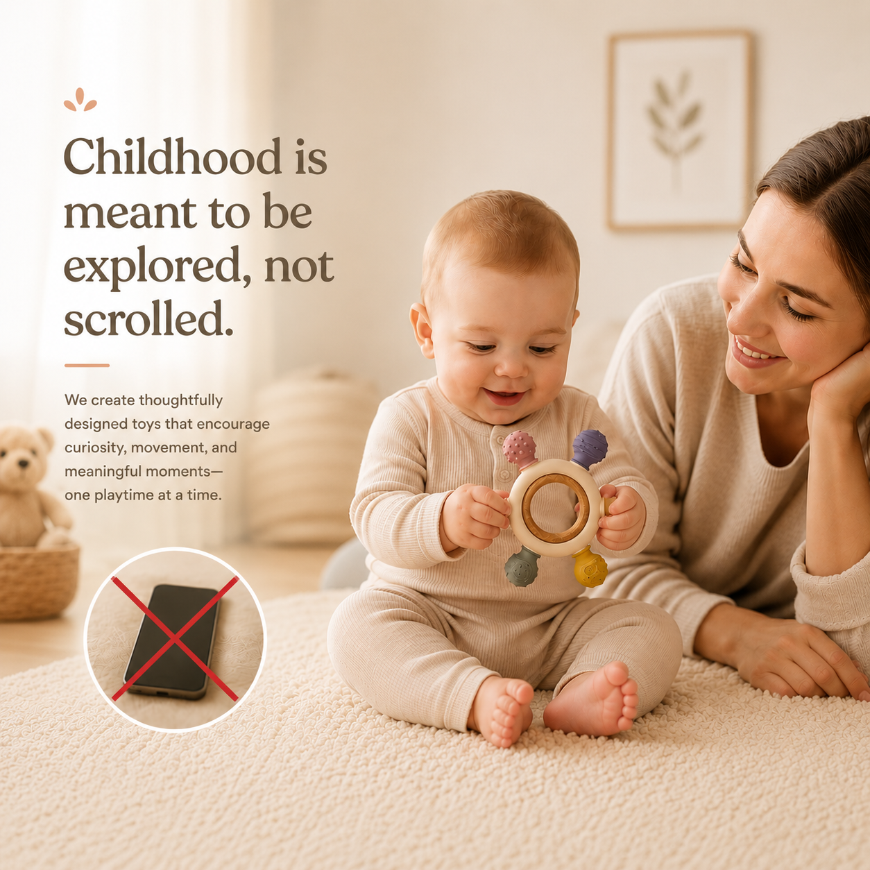 Zuvios™ Screen-Free Silicone Baby Teether & Sensory Toy